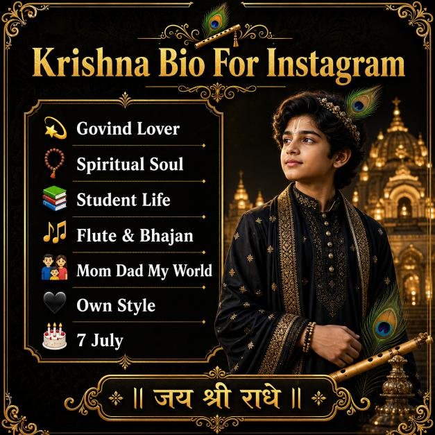 Krishna Bio For Instagram 2026: 135+ Unique Krishna Sada Sahayate & Radhe Krishna Bios