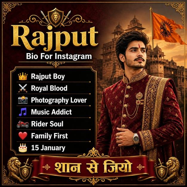 Best Rajput Bio for Instagram : Royal Attitude & Banna Styles